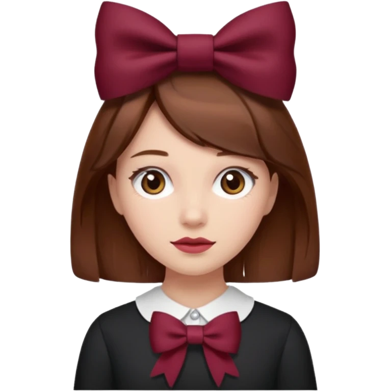 girl brown hair with a burgundy bow emoji