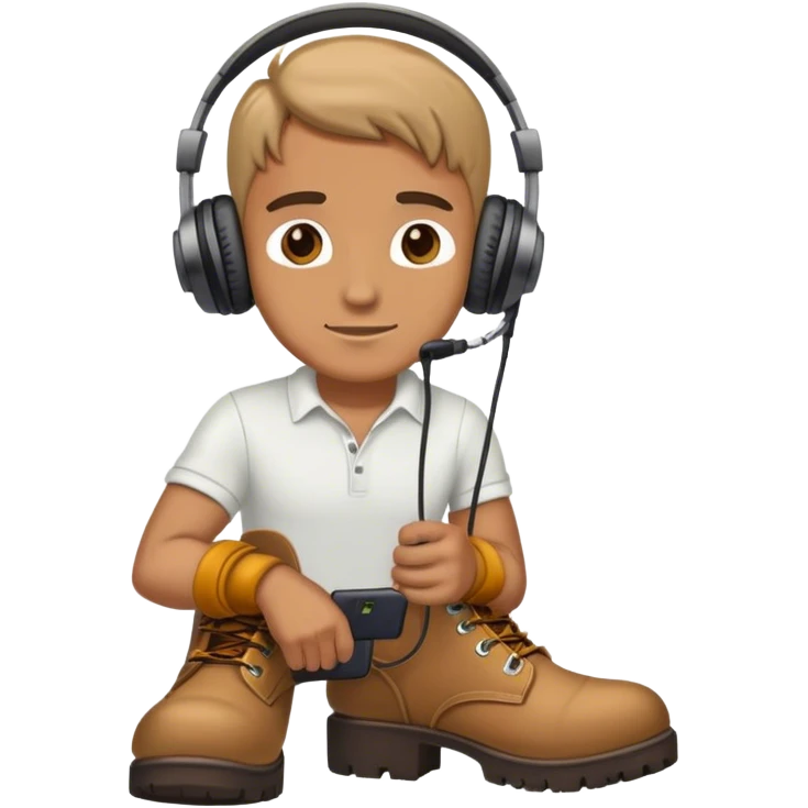 man with boots headphones emoji