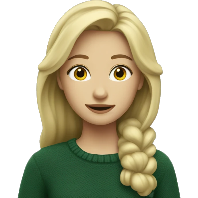 Blonde girl in hunter green sweater emoji