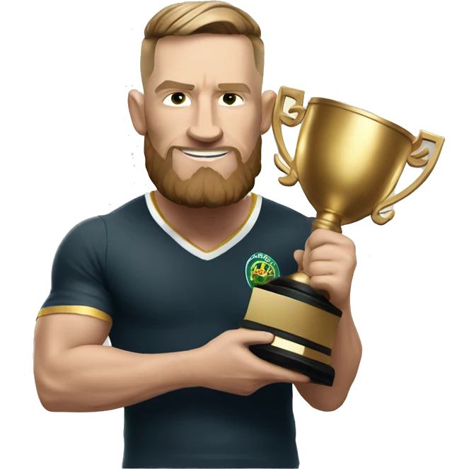 McGregor cartoon character holding a trophy emoji