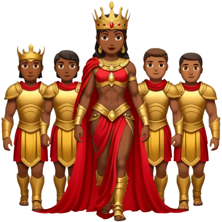 group of trojans being led by a woman queen emoji