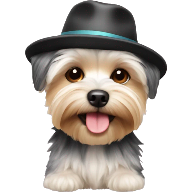 Morkie with a hat emoji