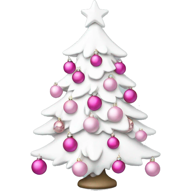White Christmas tree with pink ornaments emoji