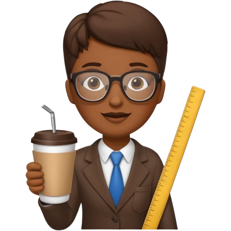 Tall coffee cup, holding a ruler, dressed as a teacher emoji