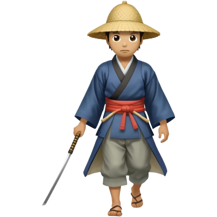 Samurais in Hat, Lone samurai in hat walking through mist emoji