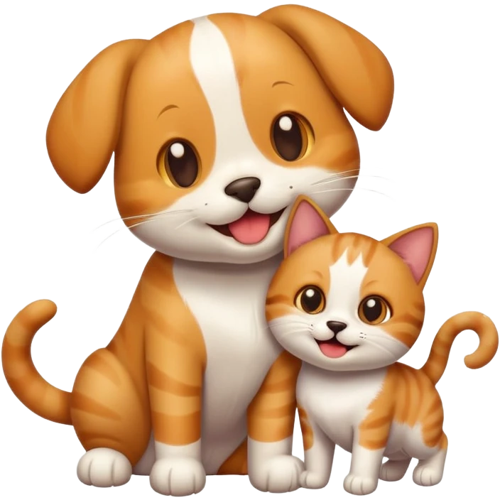 Cat and dog together as friends emoji