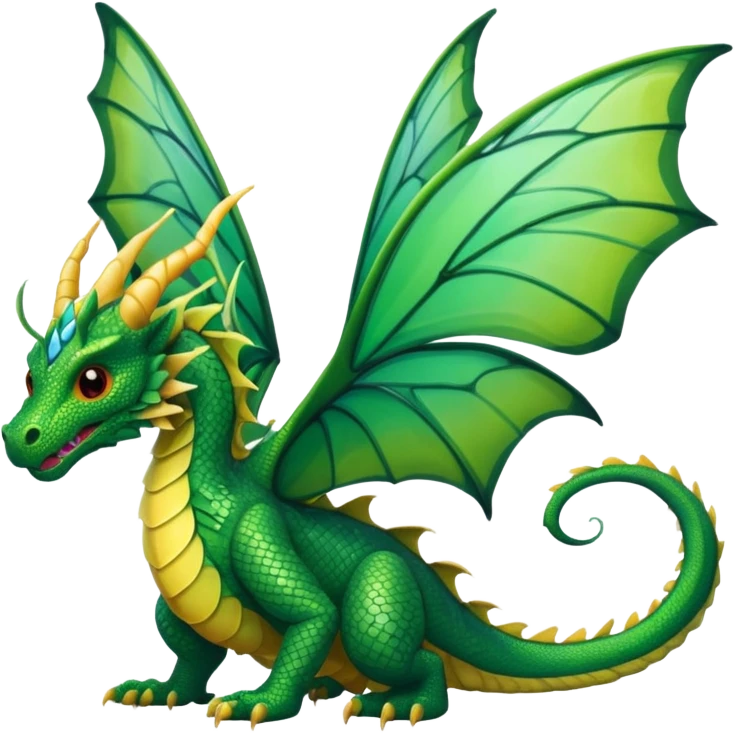 Green dragon with butterfly wings emoji