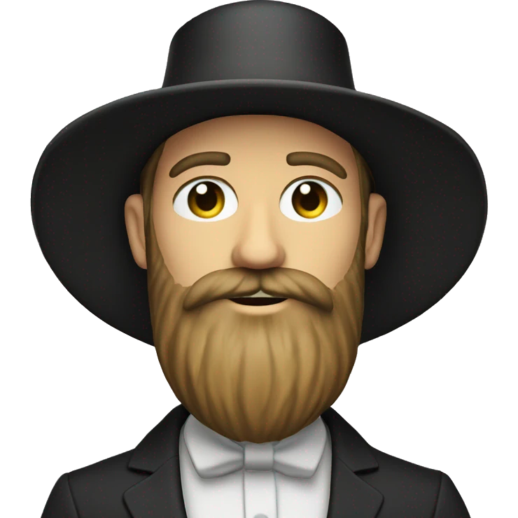 amish straw hat and beard without mustache white skin black suit half body body one photo  emoji