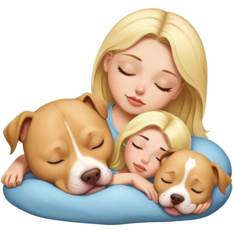 blonde girl sleeping with a blonde pitbull  emoji
