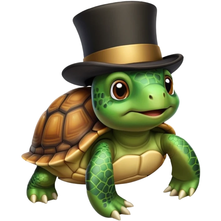A little turtle wearing a top hat emoji