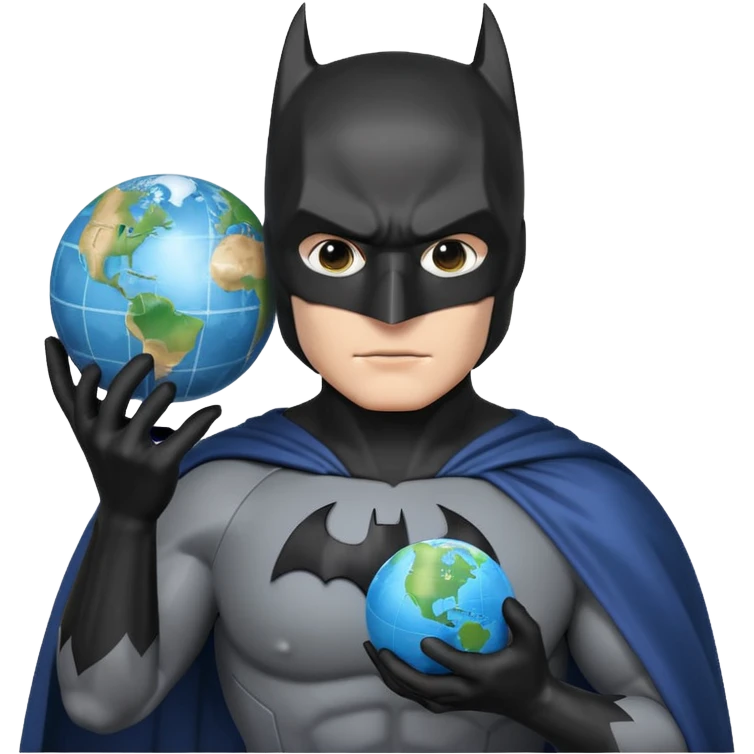 Batman holding a globe, protective pose emoji