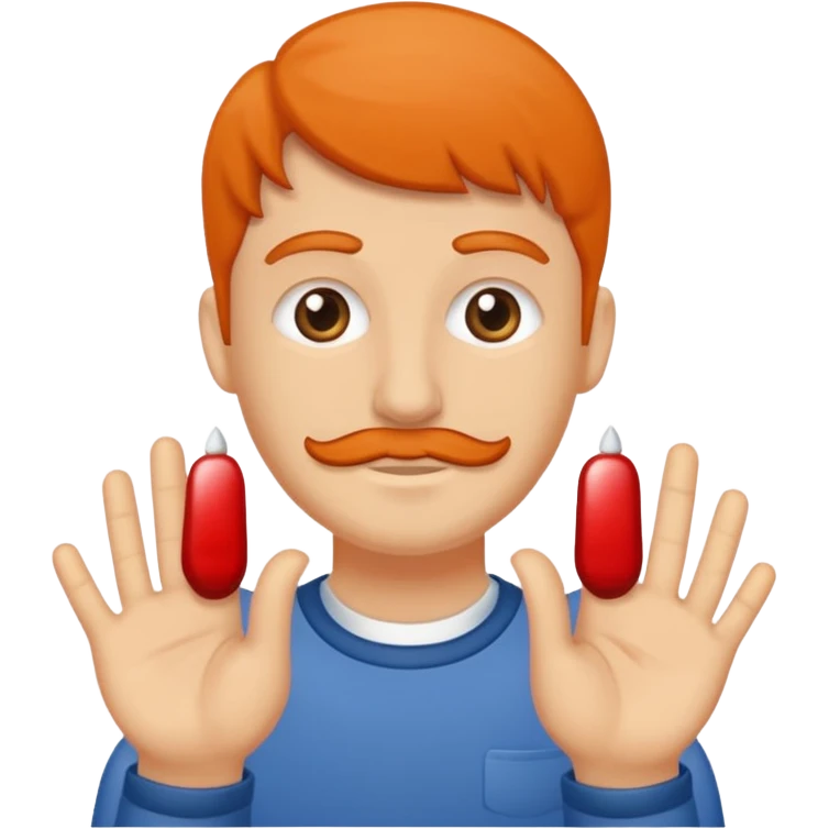 Ein Mann mit angewinkelten Händen  der 6 in einer Hand und 7 in der anderen zeigt  emoji