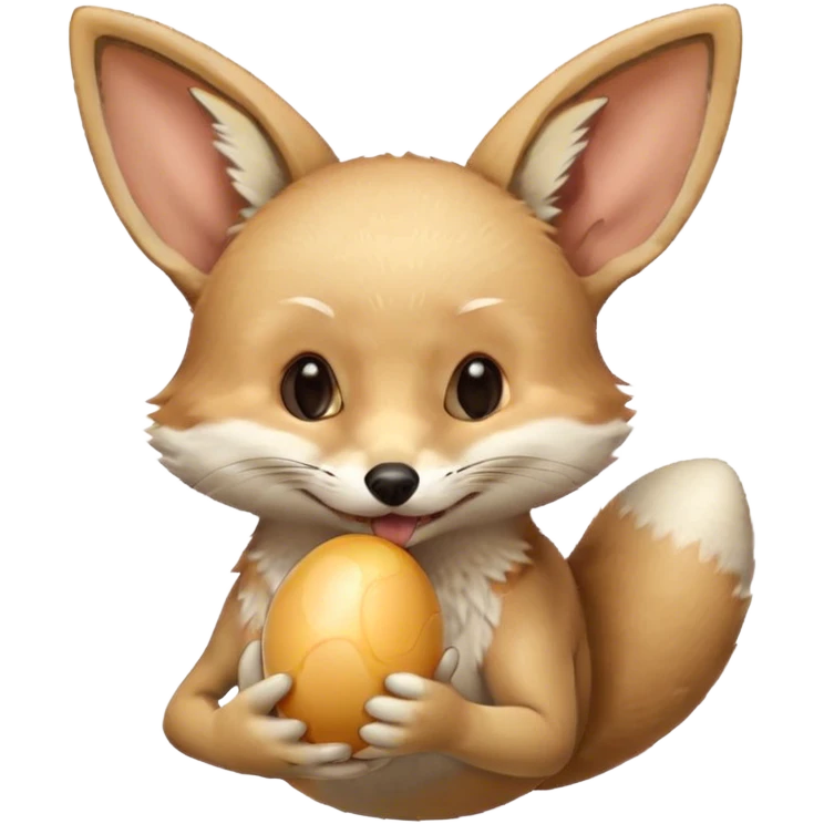 fennec carrying an unpeeled egg with his mouth emoji