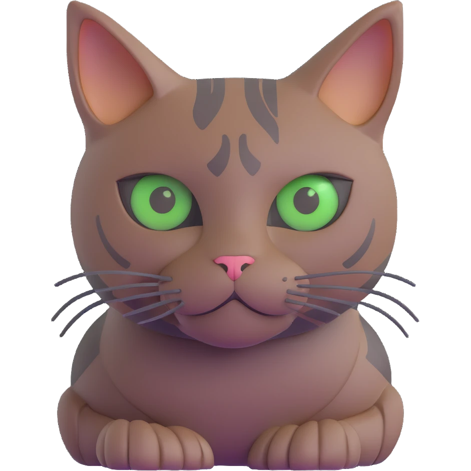 brownish gray cat with green eyes close together emoji