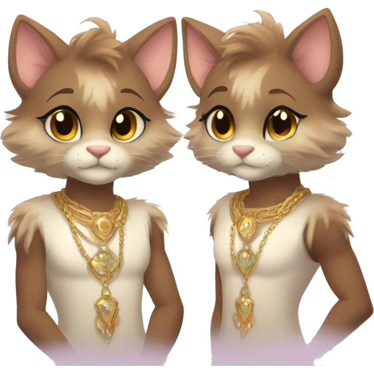 Furry, sparkle, iridescent, colorful, pastel, edgy, cool, fantasy beautiful, brown, beige, white, divine, godly, angelic, animal, anthro, full body, fursona, feline emoji