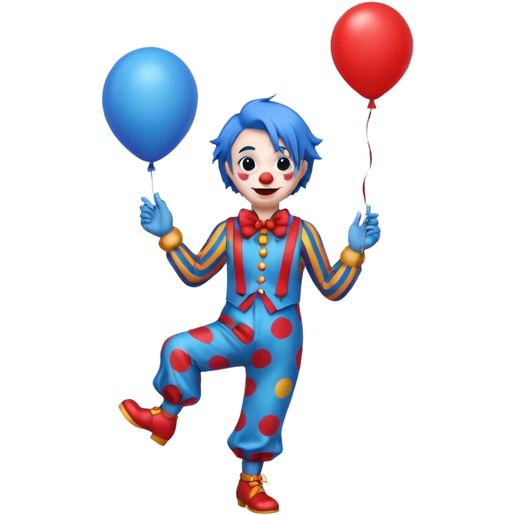 circus clown blue hair with balloon ffullbody emoji