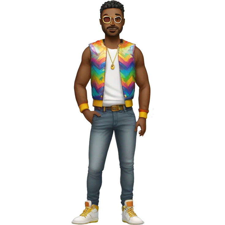 queer man in a crazy outfit  full body white  emoji