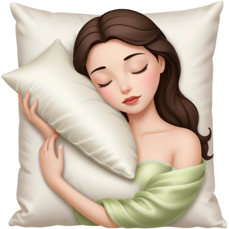 sleeping beauty brunette white girl with a silk pillow emoji