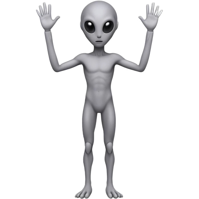 fullbody handsup gray alien emoji