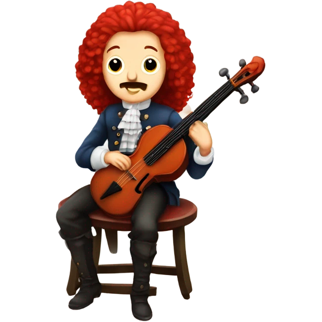 Antonio Vivaldi composer Red wig old chibi sitting chair banjo emoji