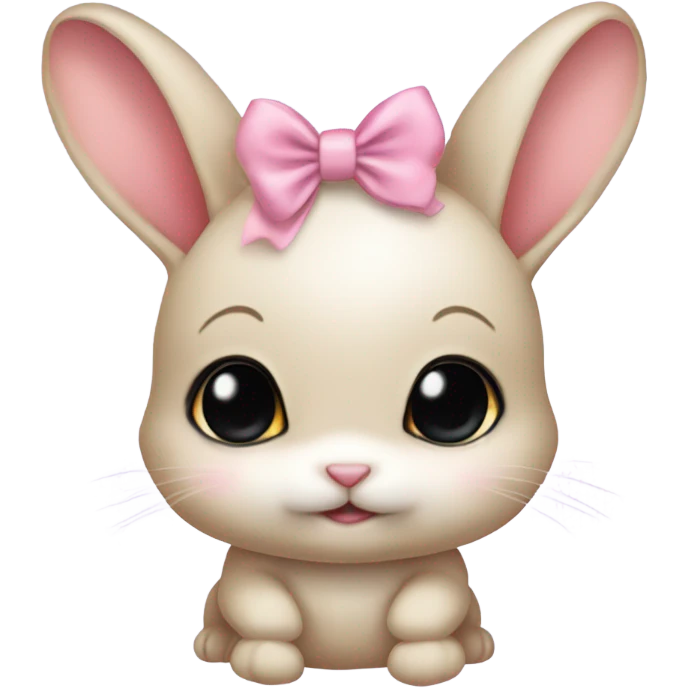 Baby bunny with coquette bow on ear emoji