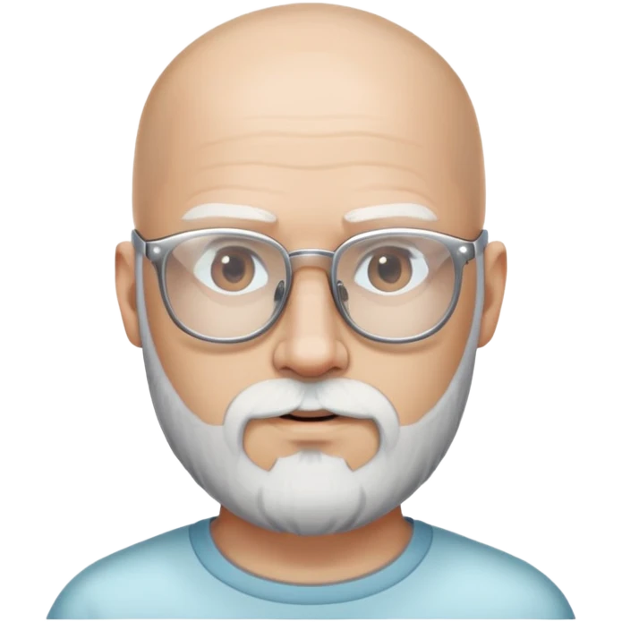 Un monsieur avec la peau blanche qui a une calvitie avec une barbe mi longue avec des tons blanc  et marron foncé avec des lunettes transparente  emoji