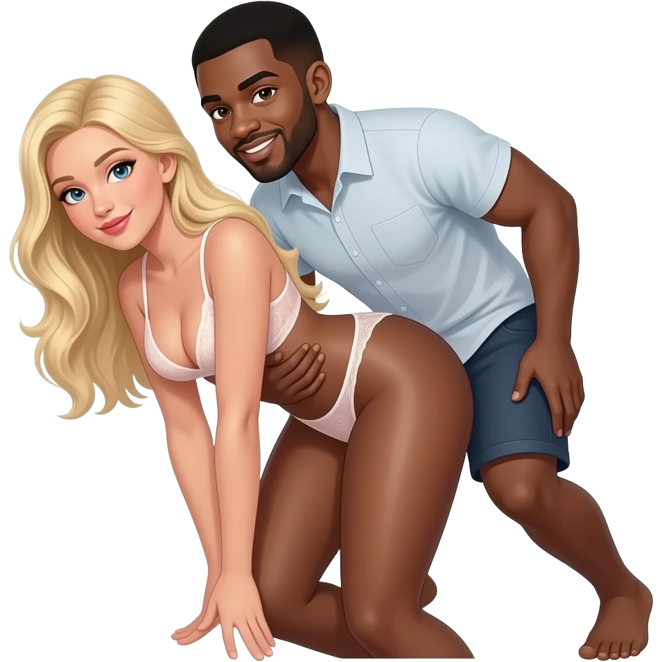 Black Man humping white hot women emoji