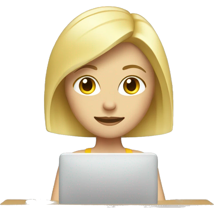 blonde female behind a computer emoji