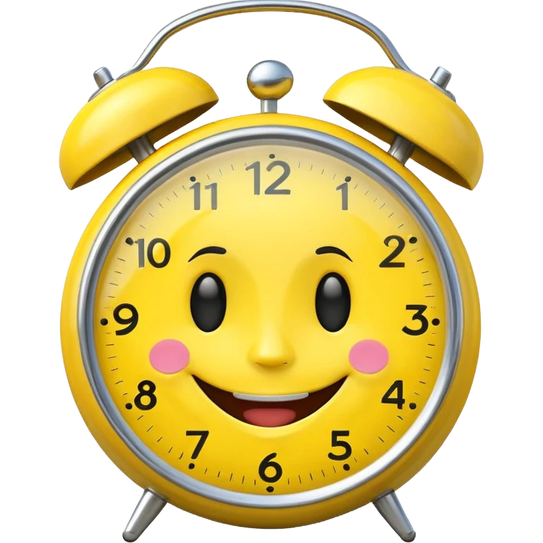 cute alarm clock with a big smile, good morning emoji emoji