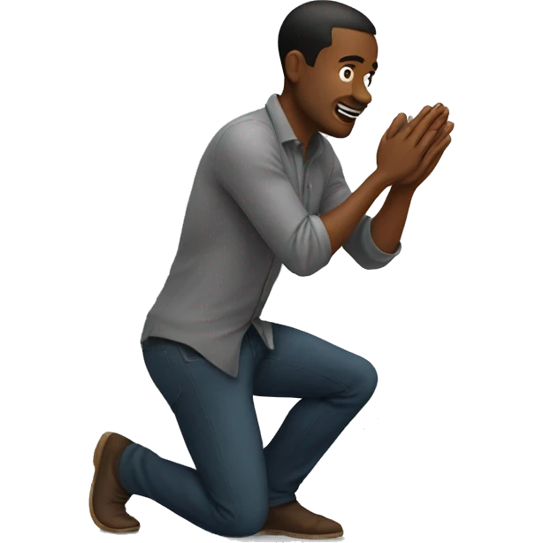 Man proposing  his hand and by kneeling down emoji