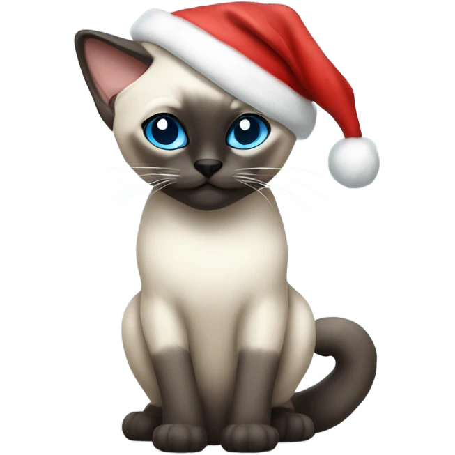 siamese blue point cat with santa hat emoji