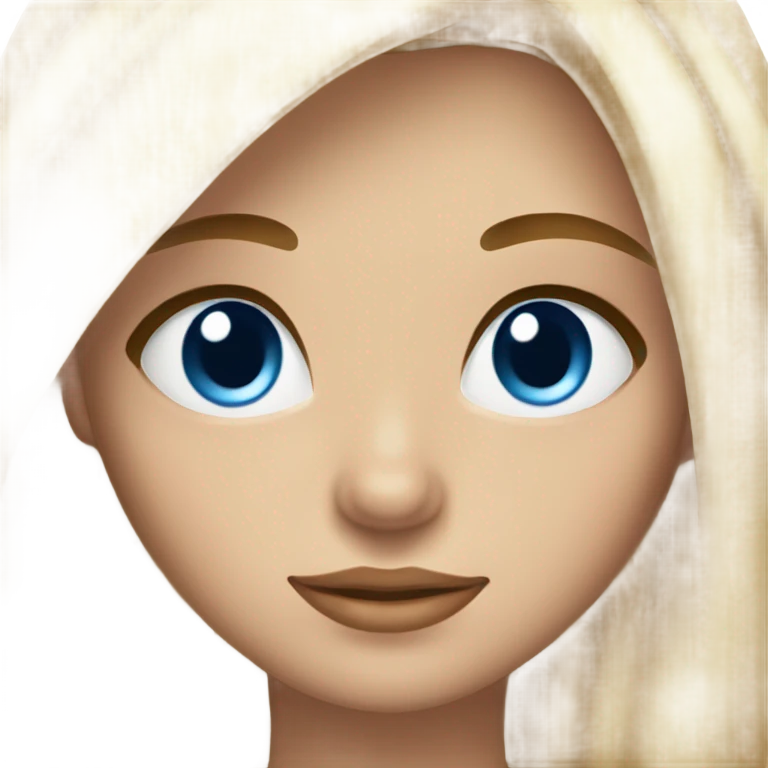 Blonde girl with a big of light brown roots and blue eyes with a bit of brown in them  emoji