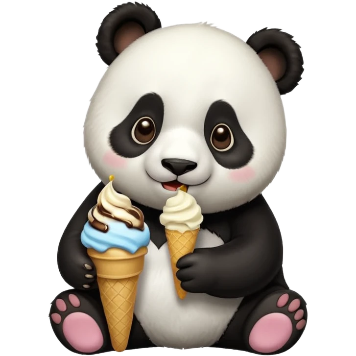 Panda eating ice cream emoji