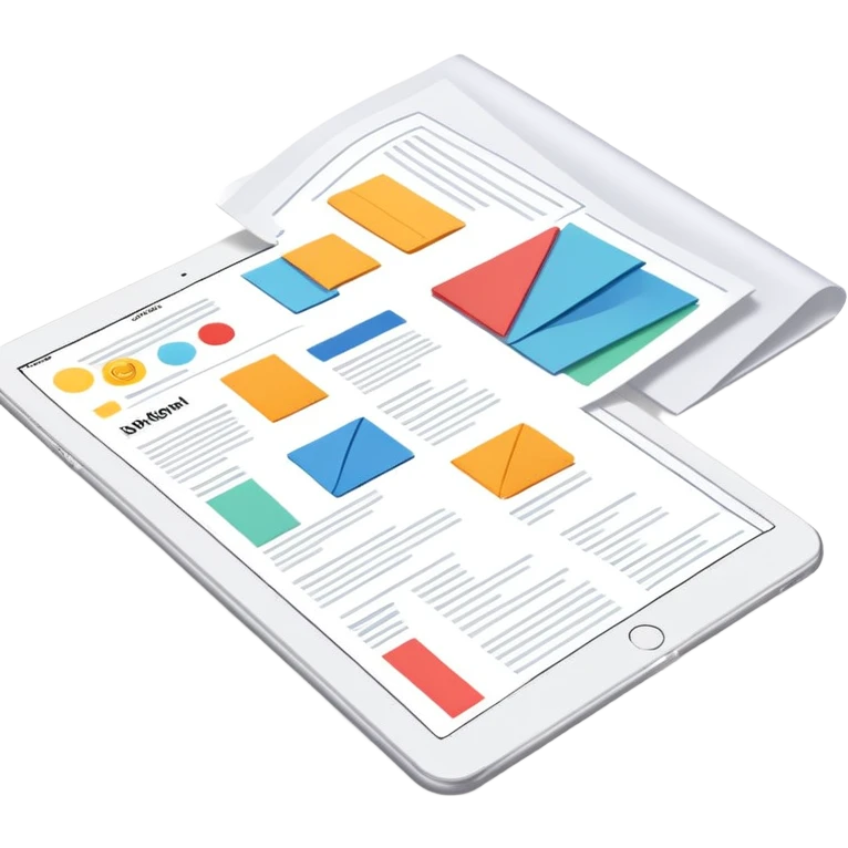  folded marketing sheet with colored tabs and layout lines emoji