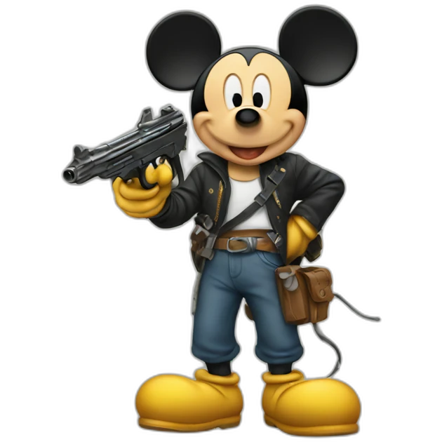 Mickey with a gun emoji