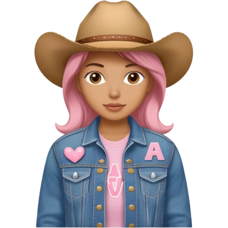 Cowgirl Jean jacket with soft pink letters emoji