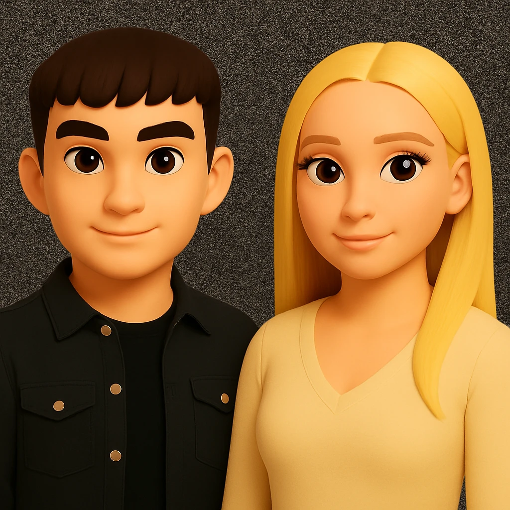 Increase the space between the people in the image while preserving the original style and look exactly as in the reference. emoji