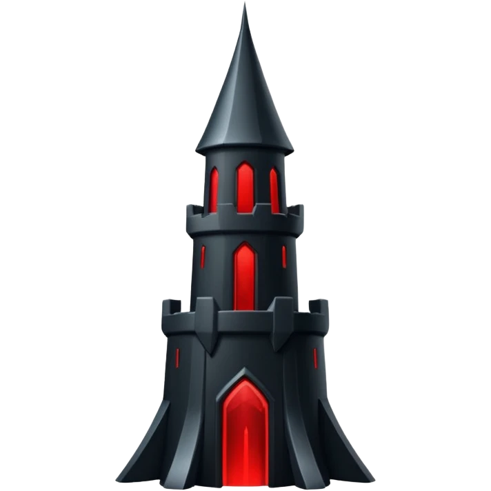 iOS sticker, dark fantasy tower, monochrome red, minimal emoji