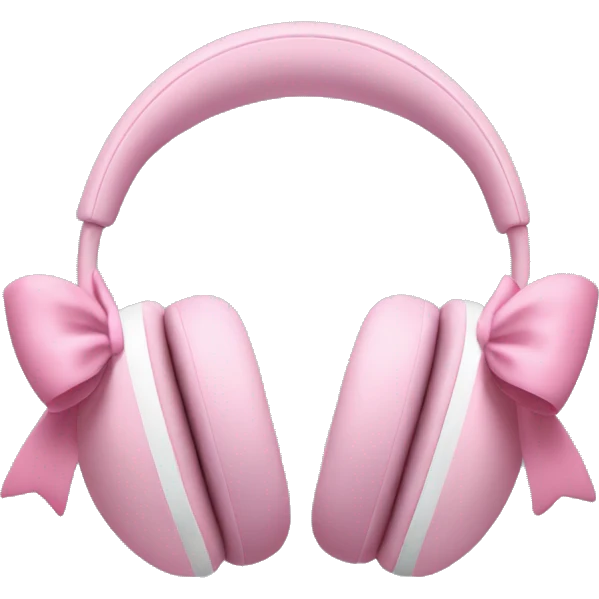 Pink AirPod max headphones with little pink bows emoji
