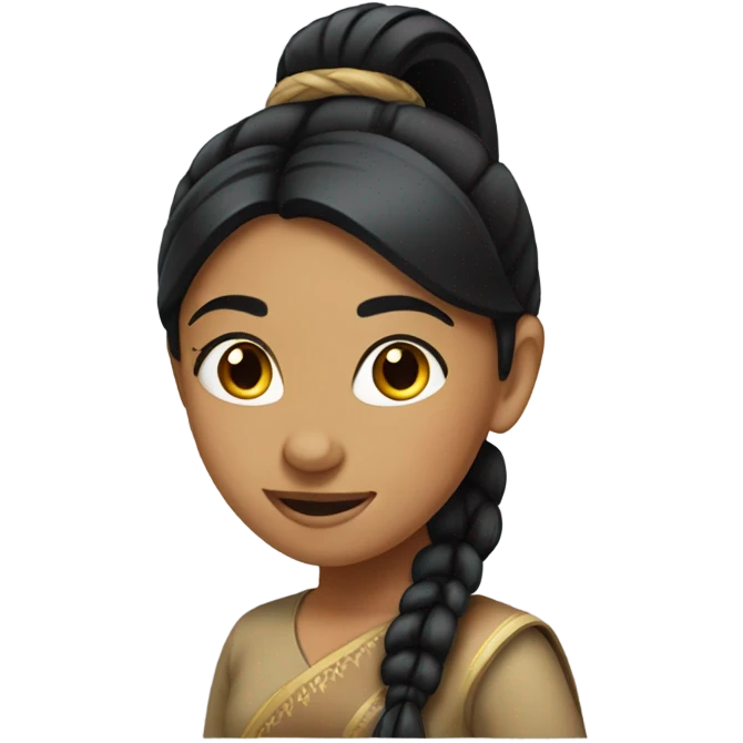 indian girl with black hair in ponytail emoji