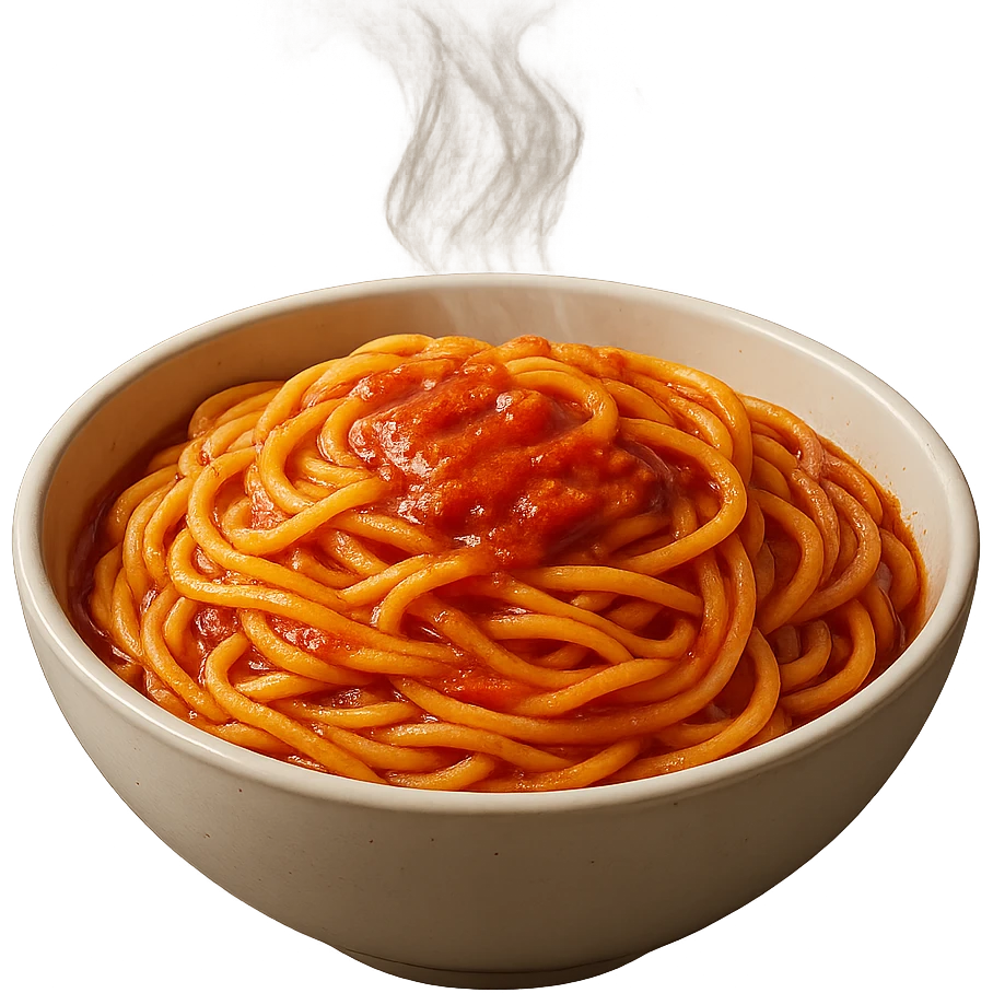 bowl di pasta al sugo, iperrealistico 4k emoji