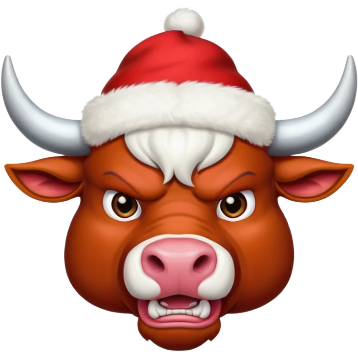 angry powerful with red New Year's hat with white horns bull emoji emoji