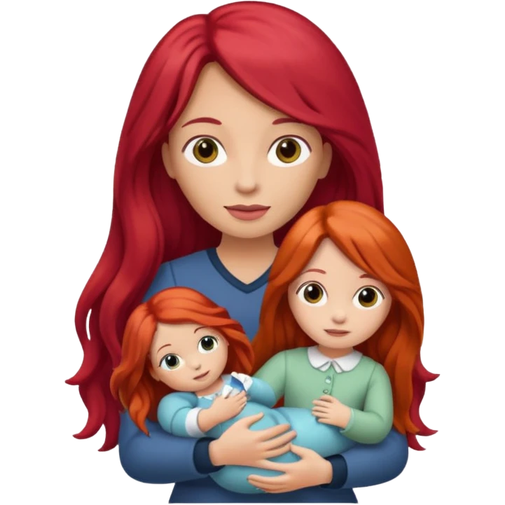 long red haired woman holding  doll emoji