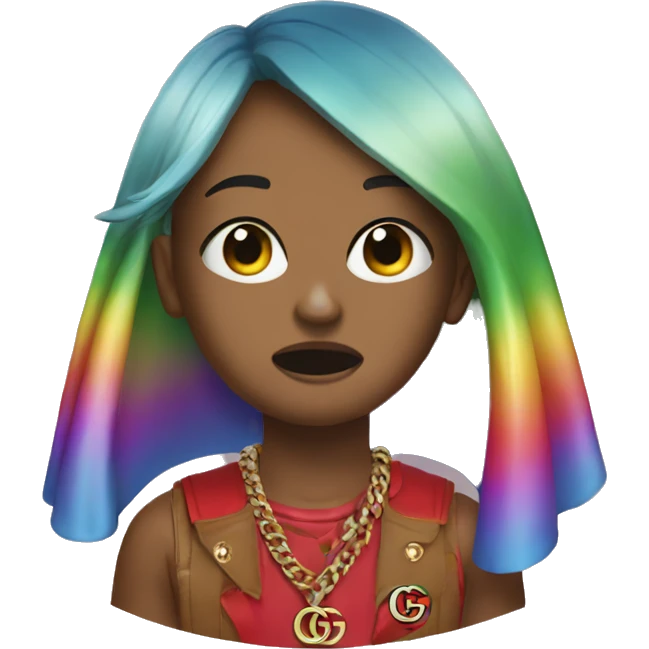 A rainbow wearing Gucci while crying emoji