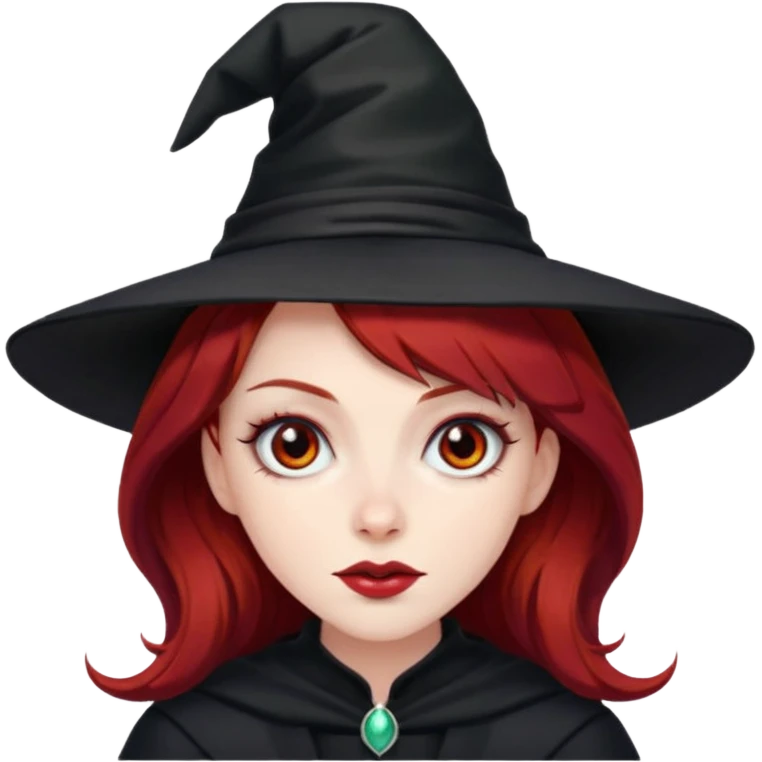Dark blood Red haired witch, sassy, rolling eyes upwards rude emoji