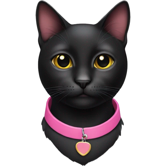 Black cat with pink collar emoji