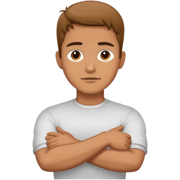 Man with crossed arms and hands on neck emoji