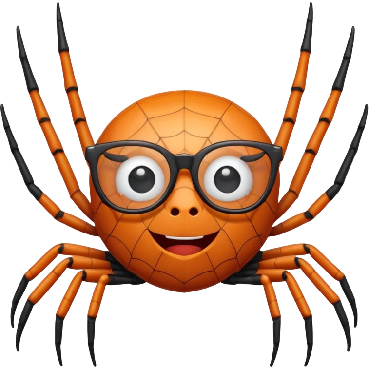 happy spider with glasses coding on an iPad emoji