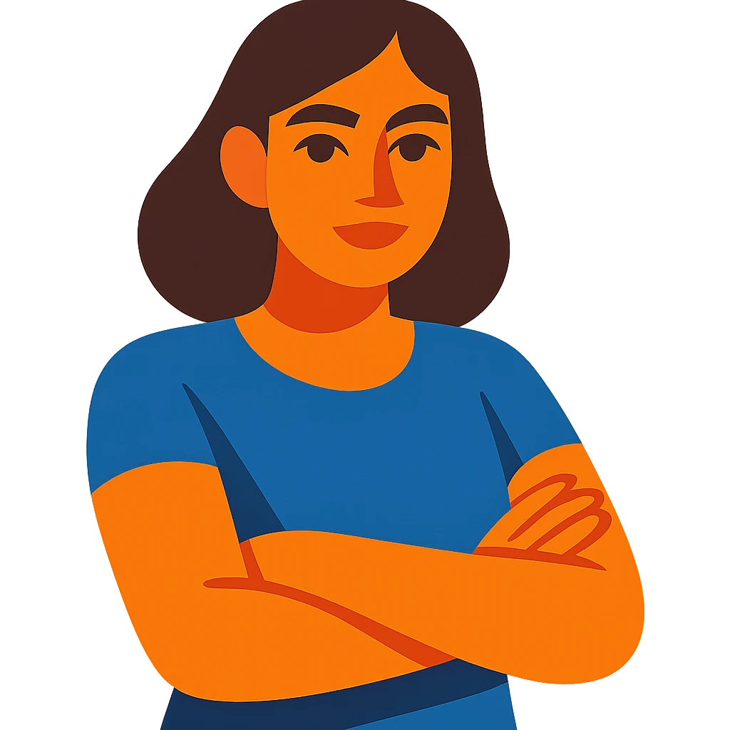woman crossing her arms, orange skin, brown hair emoji
