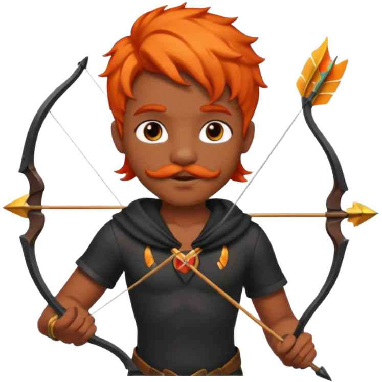 Black cupid with orange hair and mustache emoji